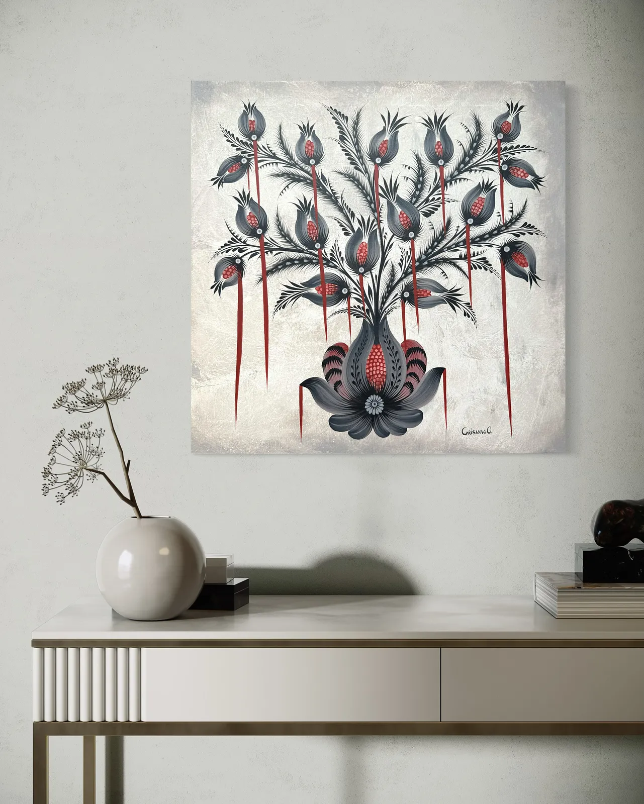 Bild von Baum des Lebens von Olena Grishyna, Größe: 50х50 cm, hergestellt aus Acryl/Leinwand, Malerei Medium, aus Deutschland, Teil der Blumen der Erinnerung Serie, zum Preis von €320 Foto 4 von 4.