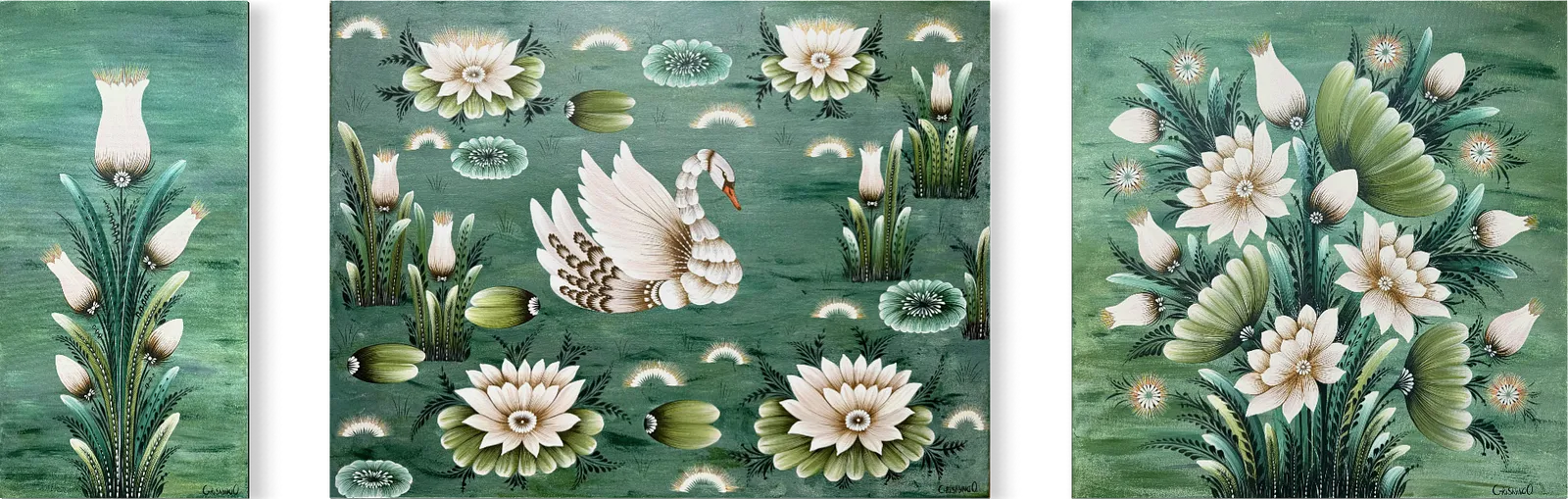 Image of Transformations by Olena Grishyna, size: triptych: 60х80 см, 60х60 см, 30х60 см, made of acrylic/canvas, Painting medium, from Germany, priced at €1500 Photo 6 of 8.