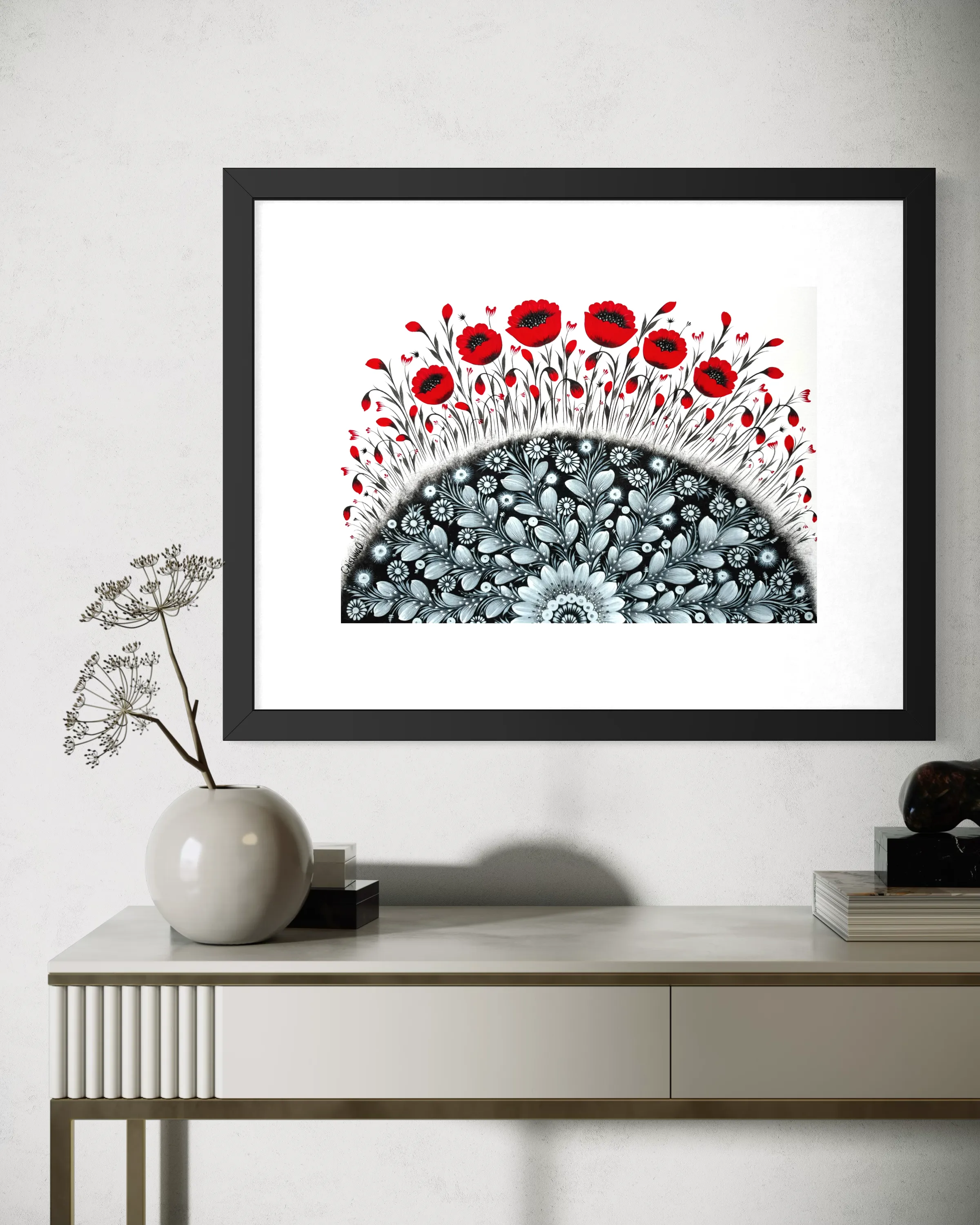 Bild von Die roten Mohnblumen haben bereits geblüht von Olena Grishyna, Größe: 29,7 х 42 см, hergestellt aus UltraSmooth Fine Art Papier (250 g/m²), Kunstdrucke Medium, aus Deutschland, zum Preis von €40 Foto 2 von 2.
