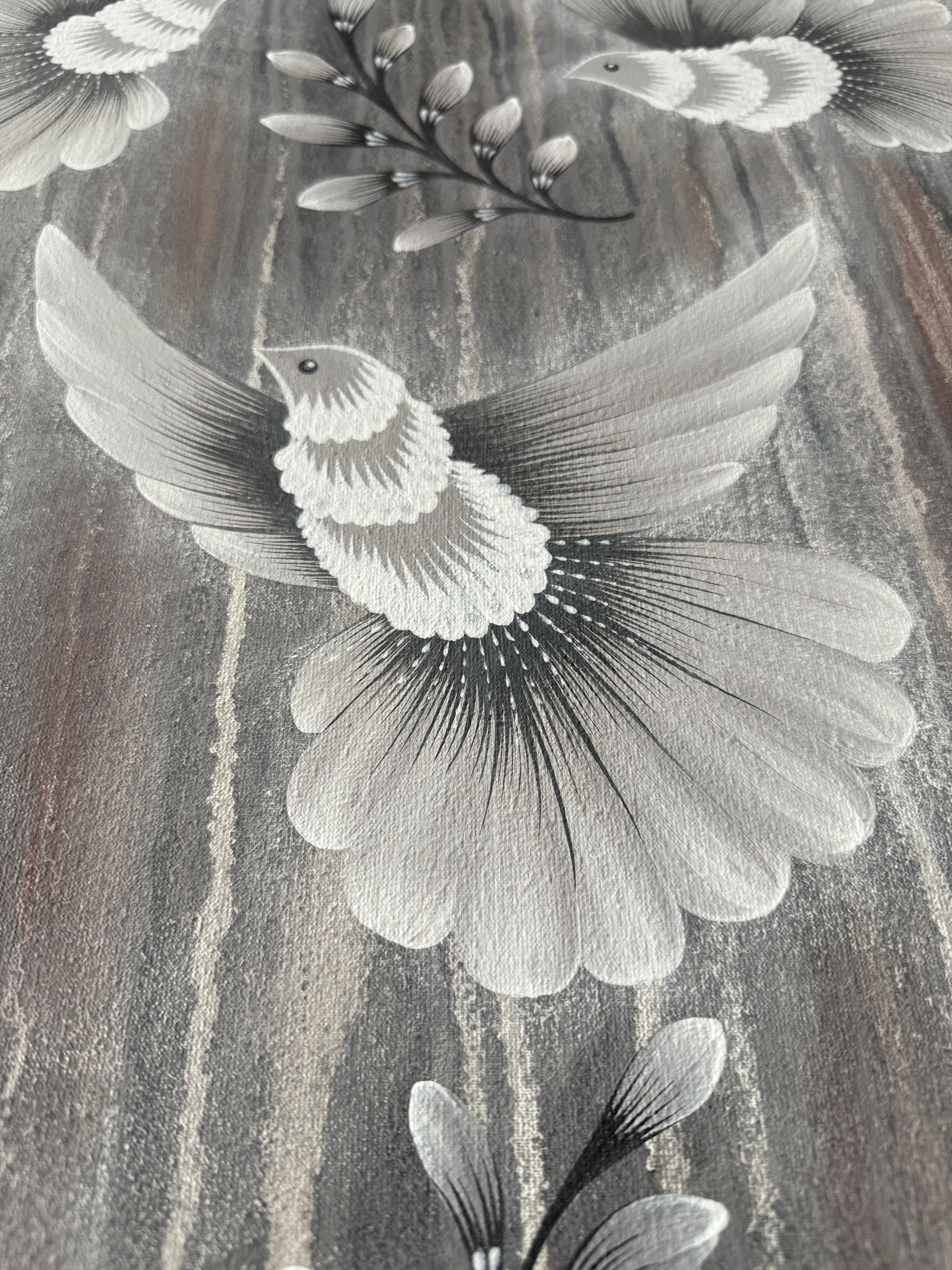 Image of Illusions by Olena Grishyna, size: 60х90 cm, made of acrylic/pastels/canvas, Painting medium, from Germany, part of the Flowers of Remembrance series, priced at €650 Photo 3 of 4.