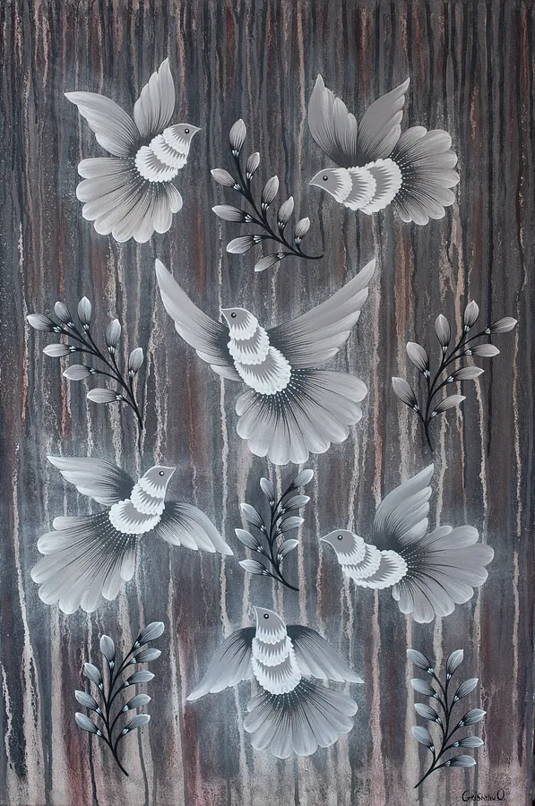 Bild von Illusionen von Olena Grishyna, Größe: 60х90 cm, hergestellt aus Acryl/Pastellkreiden/Leinwand, Malerei Medium, aus Deutschland, Teil der Blumen der Erinnerung Serie, zum Preis von €650