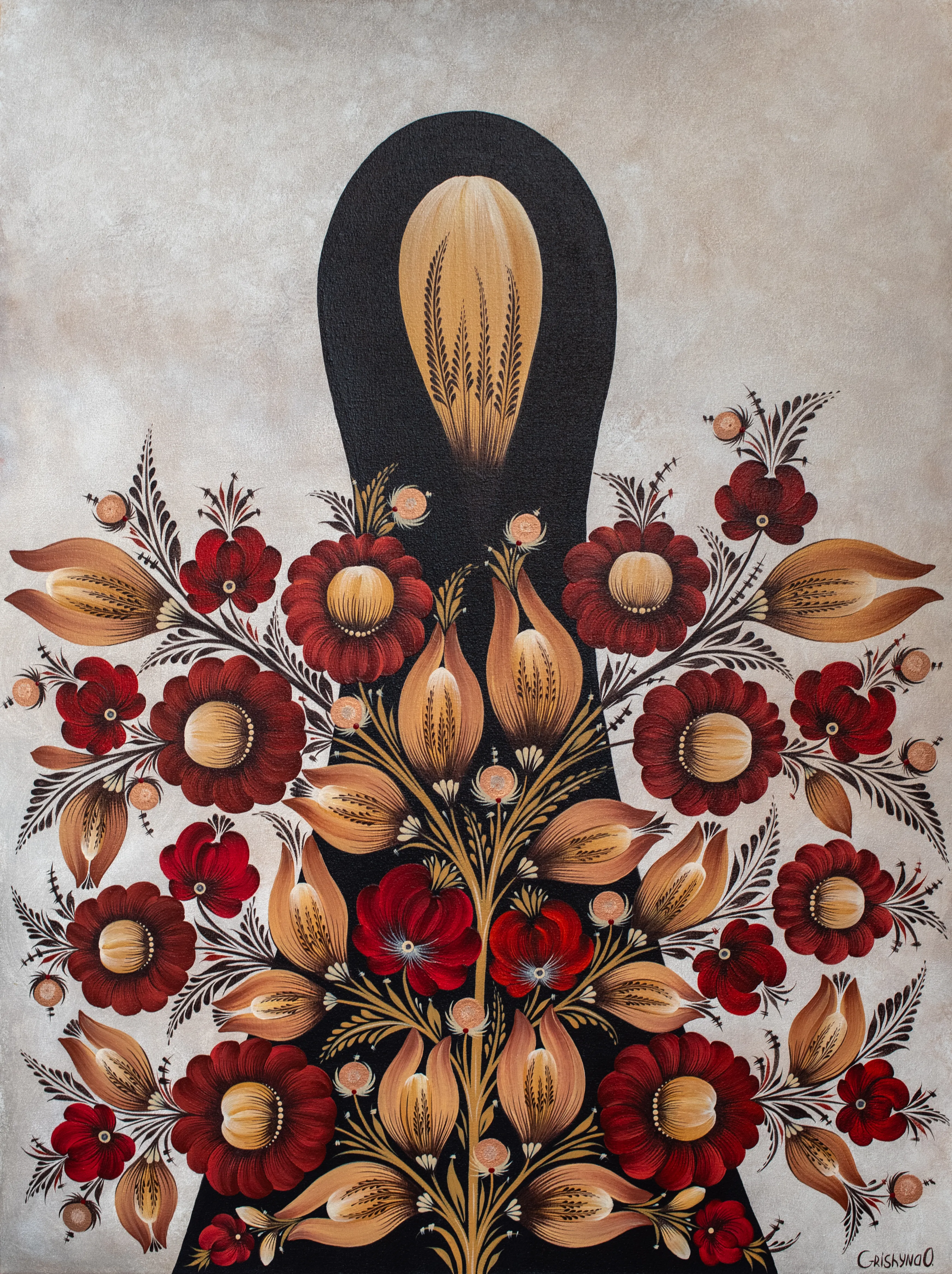 Image of Mother by Olena Grishyna, size: 60х80 cm, made of acrylic/canvas, Painting medium, from Germany, part of the Flowers of Remembrance series, priced at €650 Photo 1 of 8.