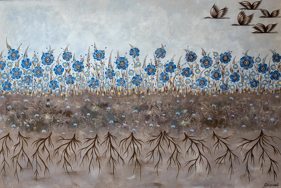 Bild von Ausgerissen von Olena Grishyna, Größe: 60х90 см, hergestellt aus Acryl/Fäden/Leinwand, Malerei Medium, aus Deutschland, zum Preis von €750