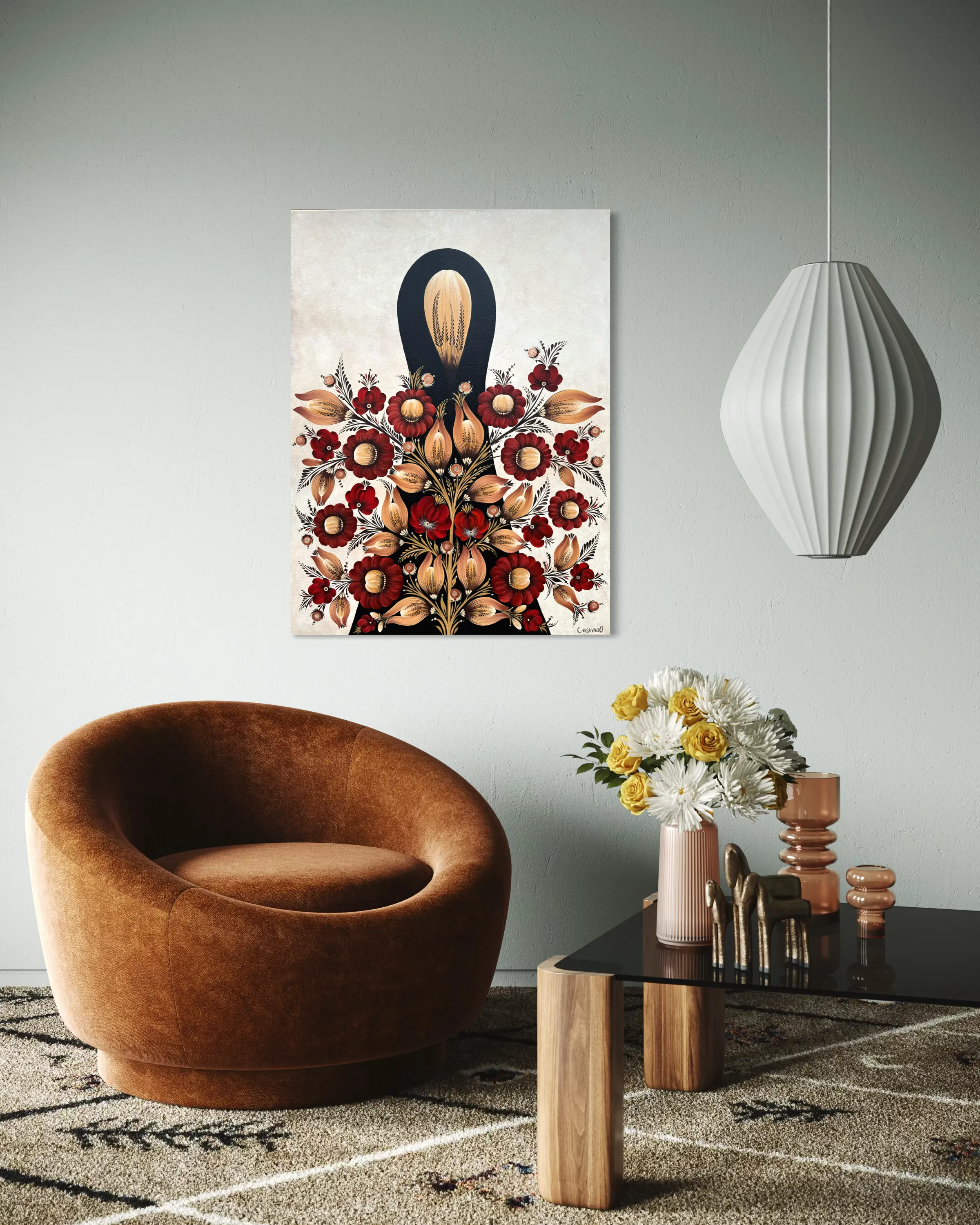 Image of Mother by Olena Grishyna, size: 60х80 cm, made of acrylic/canvas, Painting medium, from Germany, part of the Flowers of Remembrance series, priced at €650 Photo 6 of 8.