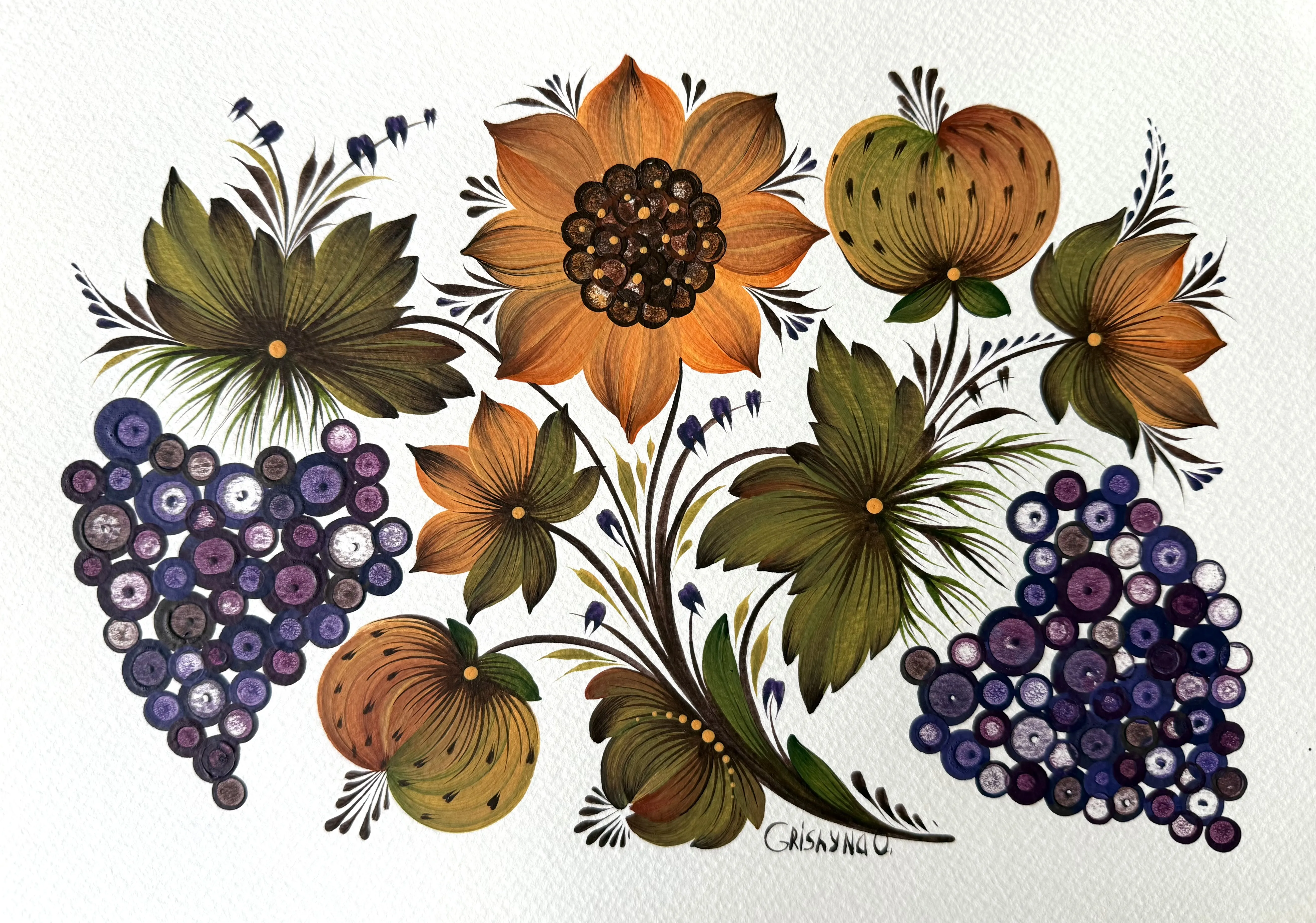 Image of Maliovka 7 by Olena Grishyna, size: 21х29,7 см, made of Acrylic/paper, Maliovky medium, from Germany, part of the Malovky series, priced at €70 Photo 1 of 3.