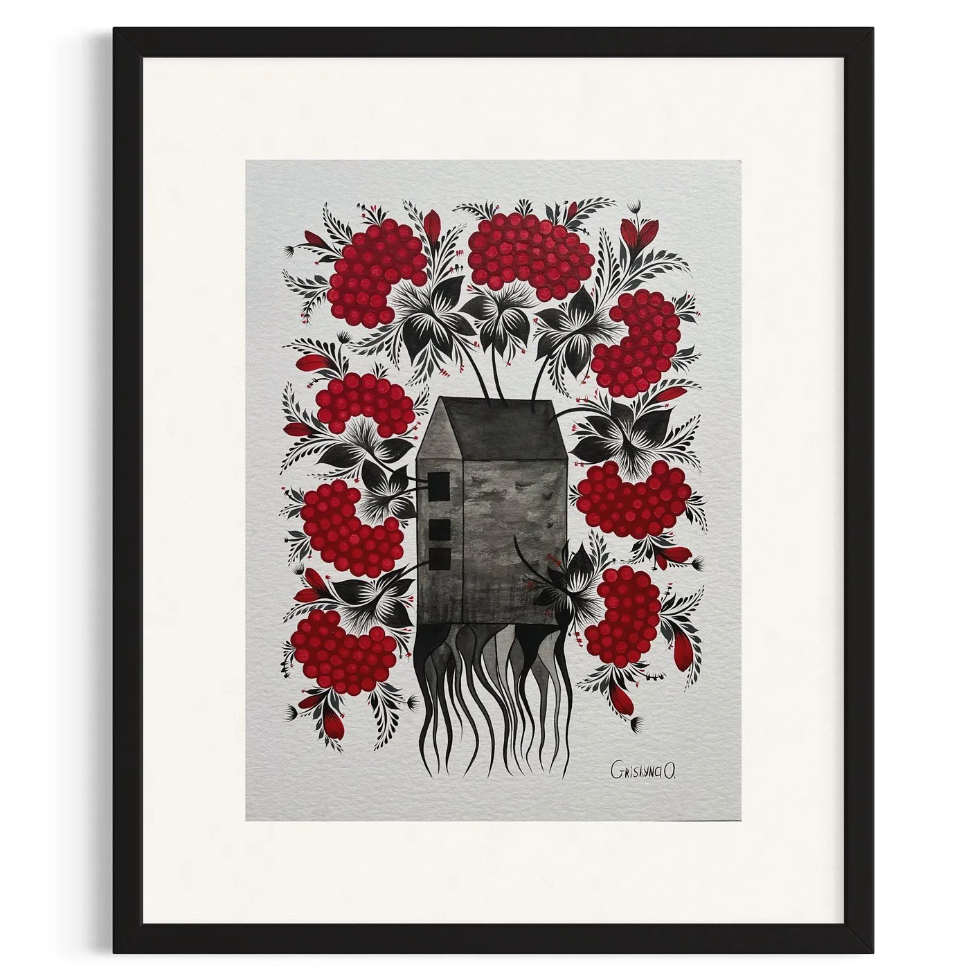 Image of Home by Olena Grishyna, size: 30х40 cm, made of acrylic/watercolour/paper, Painting medium, from Germany, part of the Flowers of Remembrance series, priced at €170 Photo 1 of 4.