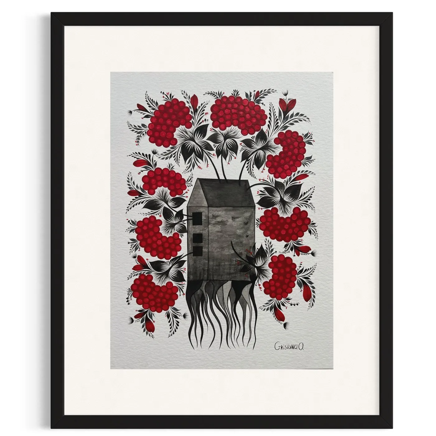 Image of Home by Olena Grishyna, size: 30х40 cm, made of acrylic/watercolour/paper, Painting medium, from Germany, part of the Flowers of Remembrance series, priced at €170 Photo 1 of 4.