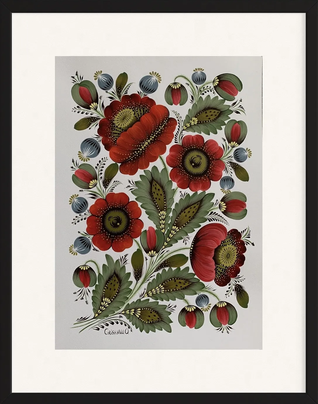 Image of Flowers of freedom by Olena Grishyna, size: 30х40 cm, made of acrylic/paper, Painting medium, from Germany, part of the Flowers of Remembrance series, priced at €180 Photo 1 of 2.