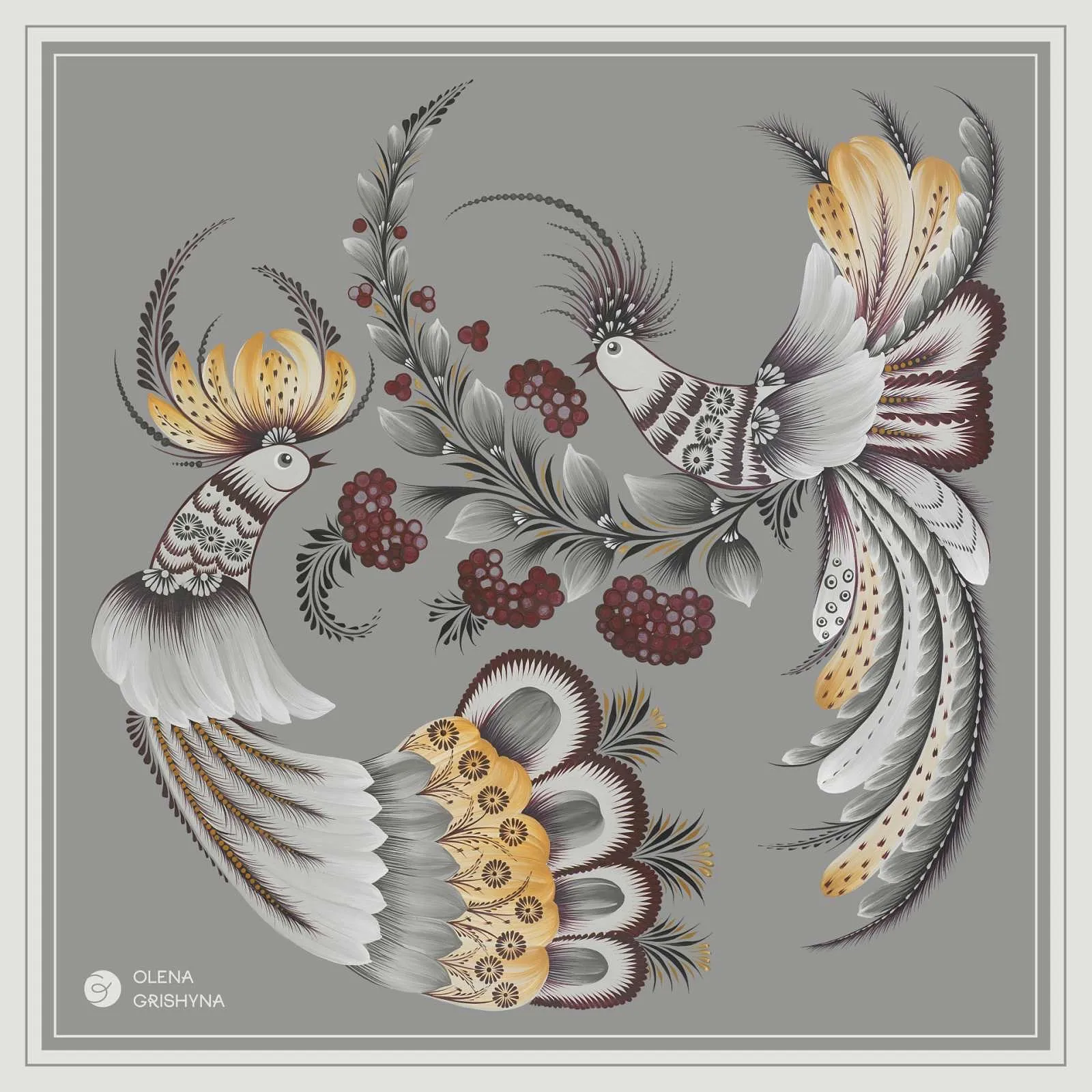 Image of Dreams by Olena Grishyna, size: 65х65 см, made of silk, Silk scarves medium, priced at €53 Photo 1 of 2.