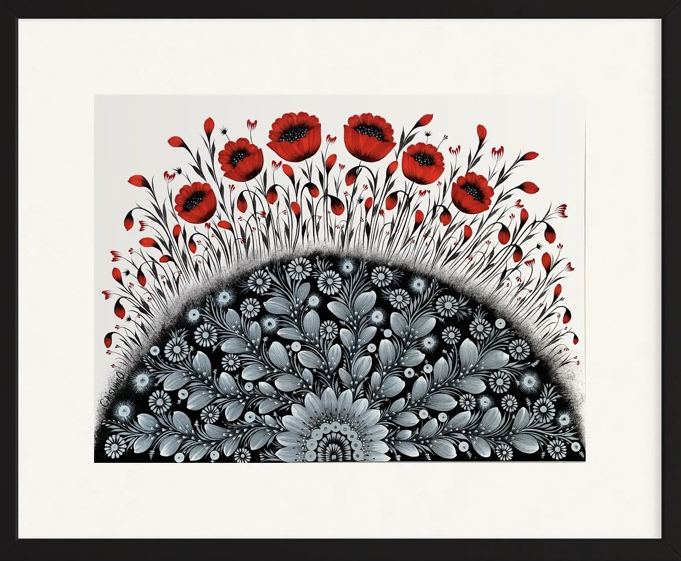 Image of Red poppies have already bloomed by Olena Grishyna, size: 30х40 cm, made of acrylic/paper, Painting medium, from Germany, part of the Flowers of Remembrance series, priced at €270 Photo 1 of 5.
