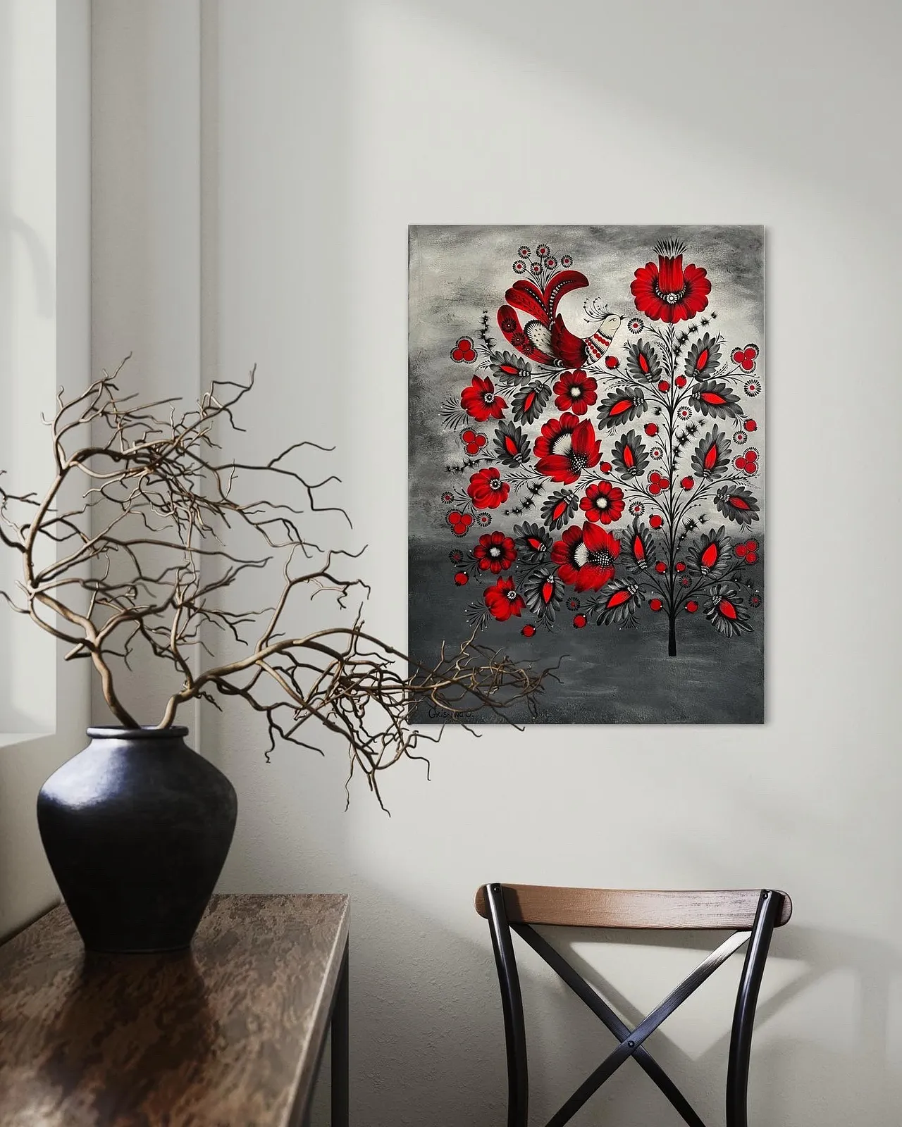 Image of Revival by Olena Grishyna, size: 50x70cm, made of acrylic/canvas, Painting medium, from Germany, part of the Flowers of Remembrance series Photo 2 of 5.