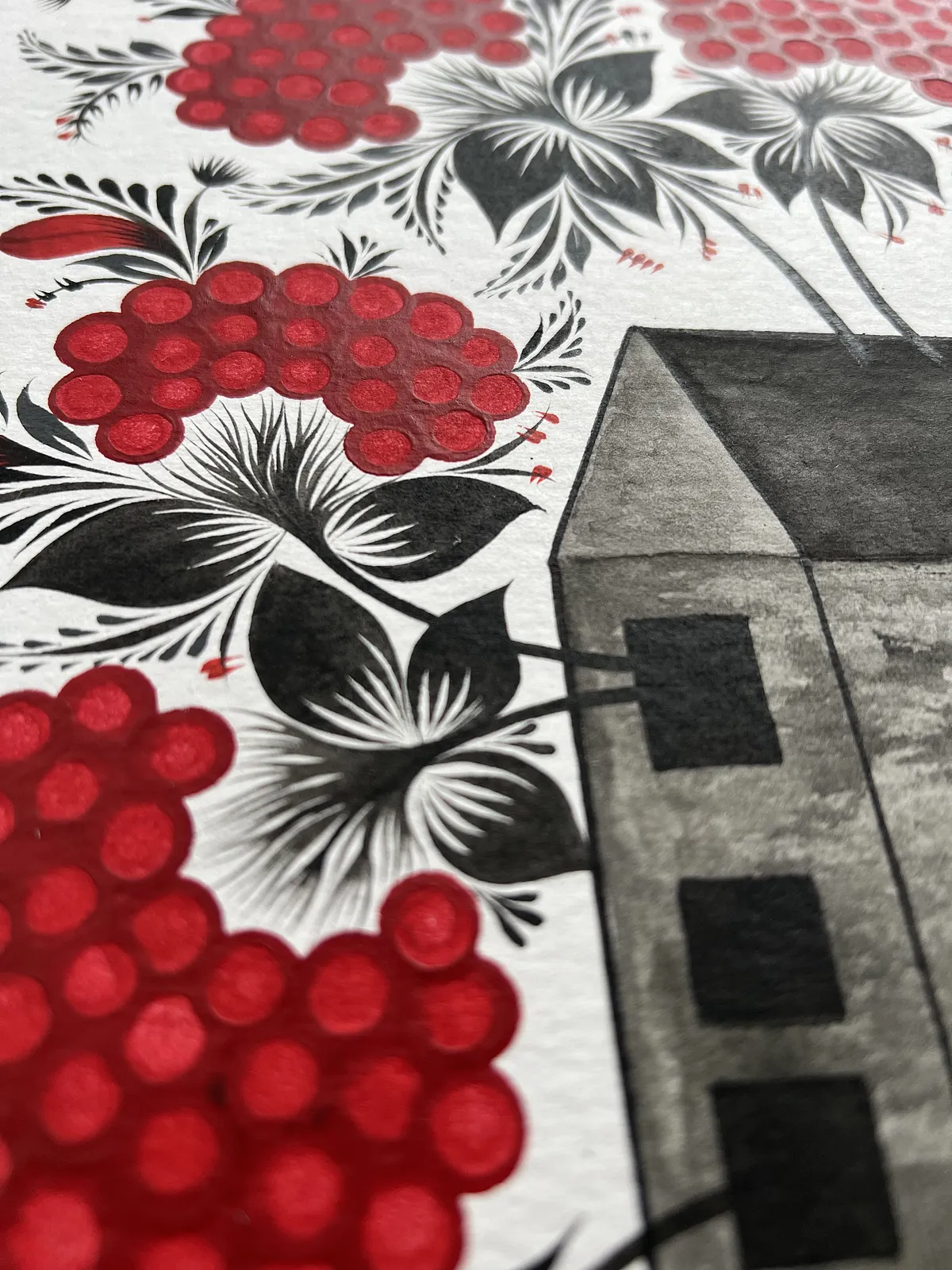 Image of Home by Olena Grishyna, size: 30х40 cm, made of acrylic/watercolour/paper, Painting medium, from Germany, part of the Flowers of Remembrance series, priced at €170 Photo 3 of 4.