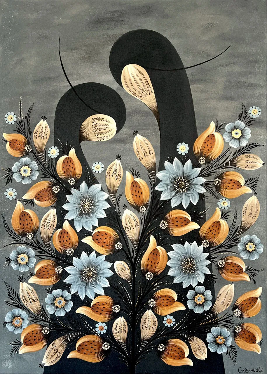 Image of Trace of Memory by Olena Grishyna, size: 50x70 cm, made of acrylic/markers/canvas, Painting medium, from Germany, priced at €500 Photo 1 of 5.