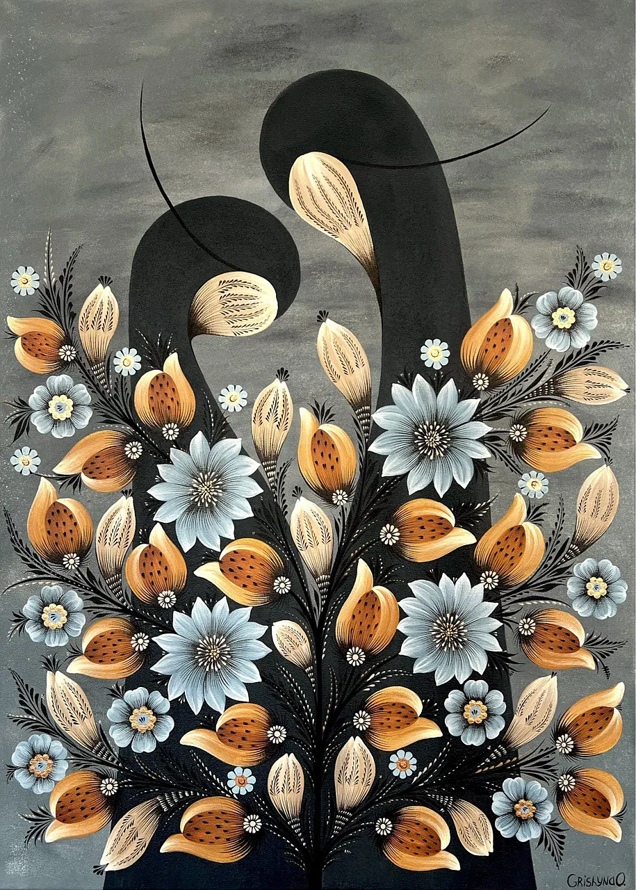 Image of Trace of Memory by Olena Grishyna, size: 50x70 cm, made of acrylic/markers/canvas, Painting medium, from Germany, priced at €500 Photo 1 of 5.