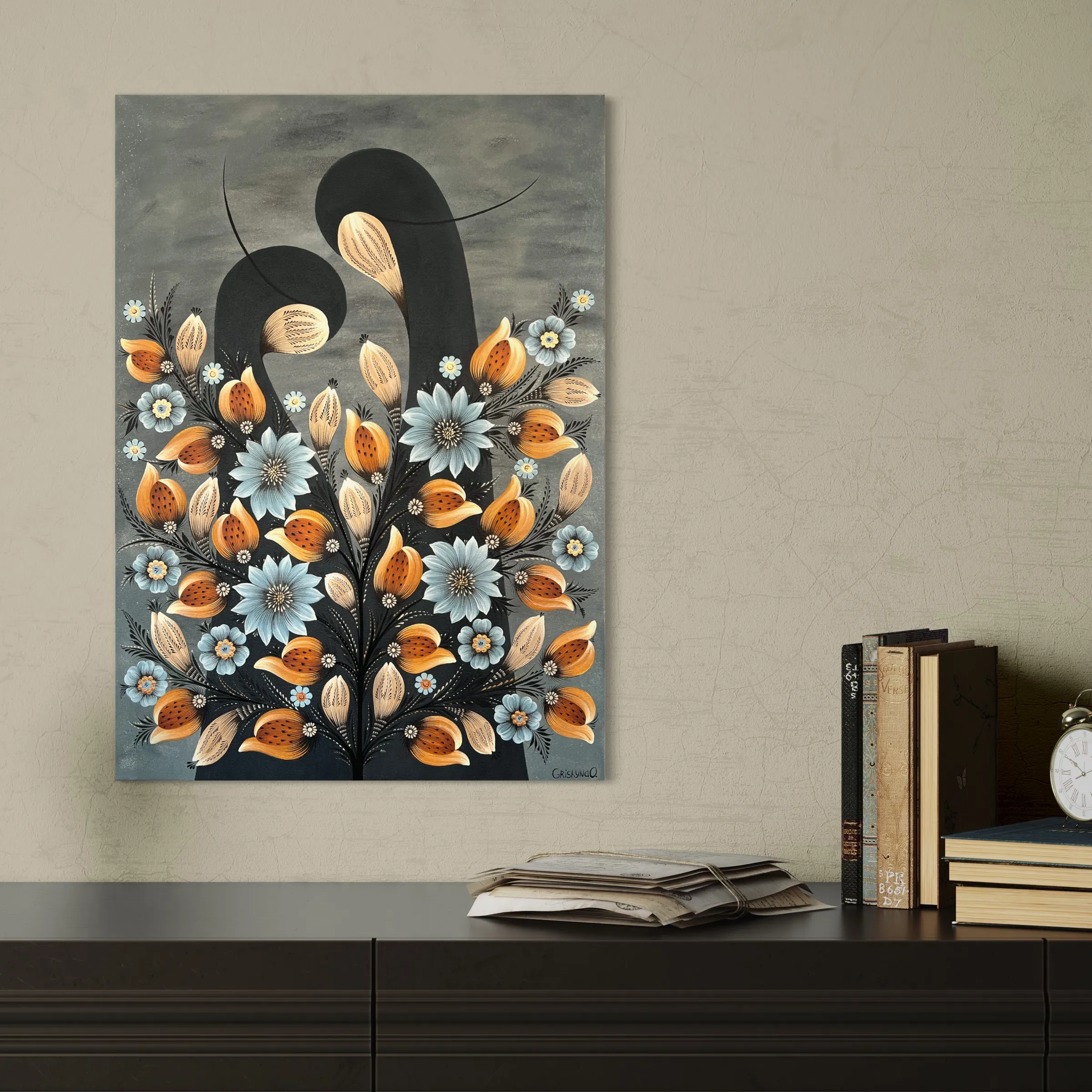 Image of Trace of Memory by Olena Grishyna, size: 50x70 cm, made of acrylic/markers/canvas, Painting medium, from Germany, priced at €500 Photo 2 of 5.