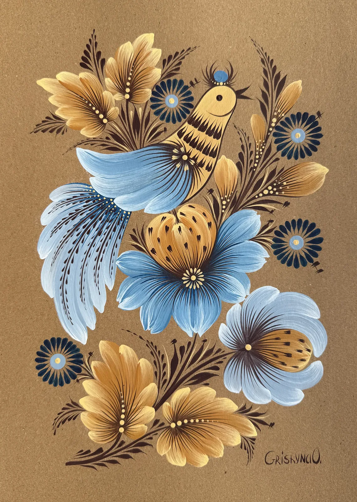 Image of Maliovka 1 by Olena Grishyna, size: 21х29,7 см, made of Acrylic/paper, Maliovky medium, from Germany, part of the Malovky series, priced at €80