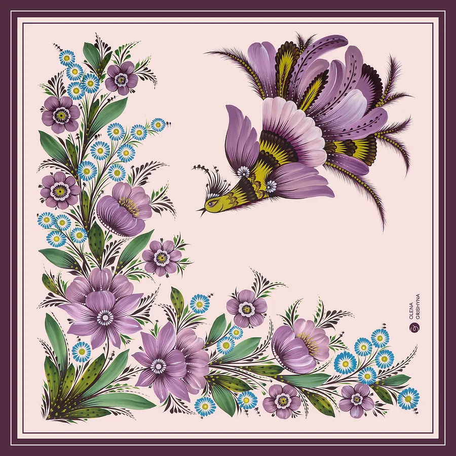 Bild von Mriia. Groß | 95x95 cm von Olena Gryshyna, Größe: 95х95 см, hergestellt aus Naturseide, Seidenschals Medium, zum Preis von €93