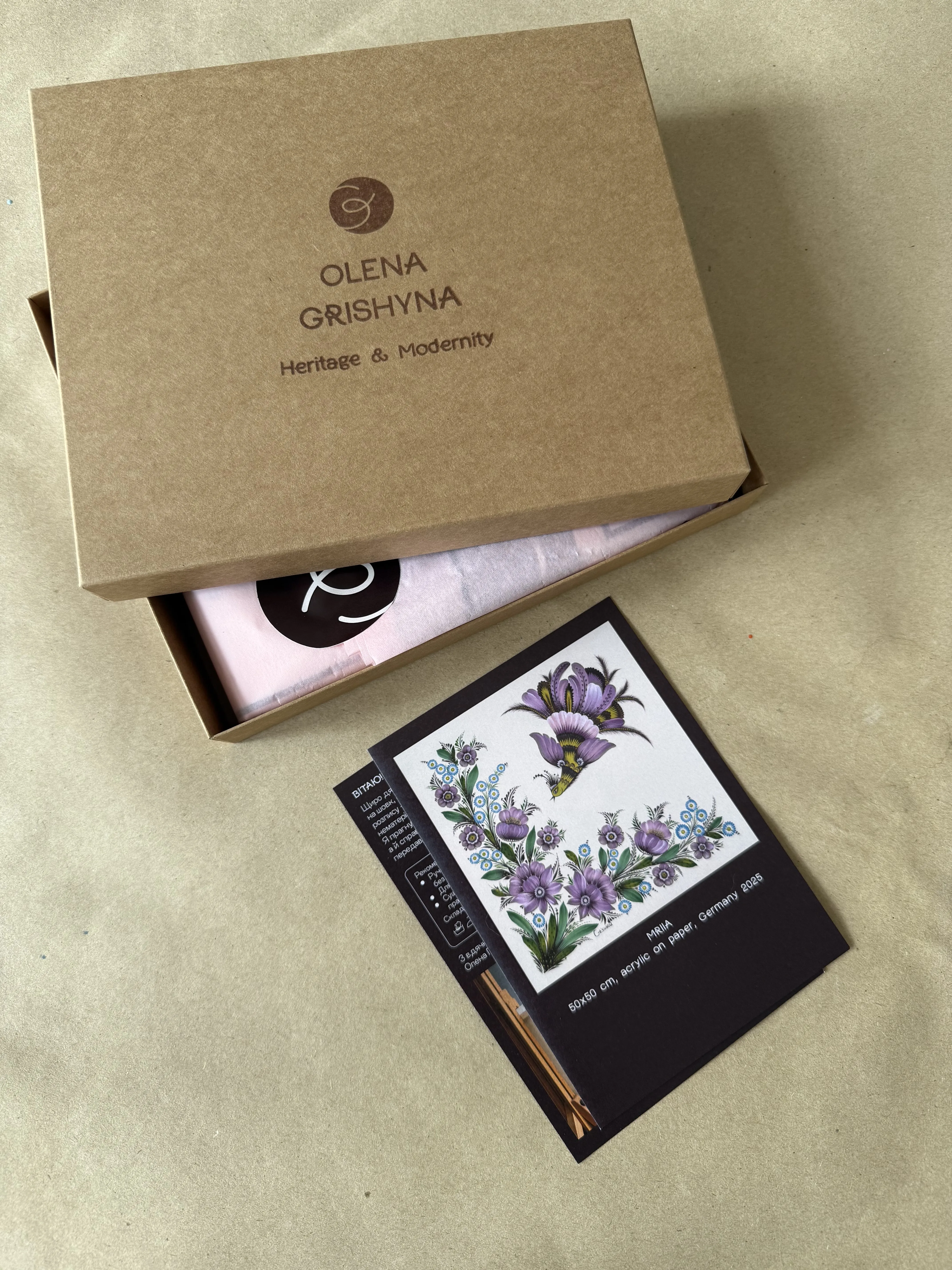 Image of Mriia. Large | 95x95 cm by Olena Grishyna, size: 95х95 см, made of silk, Silk scarves medium, priced at €93 Photo 4 of 4.