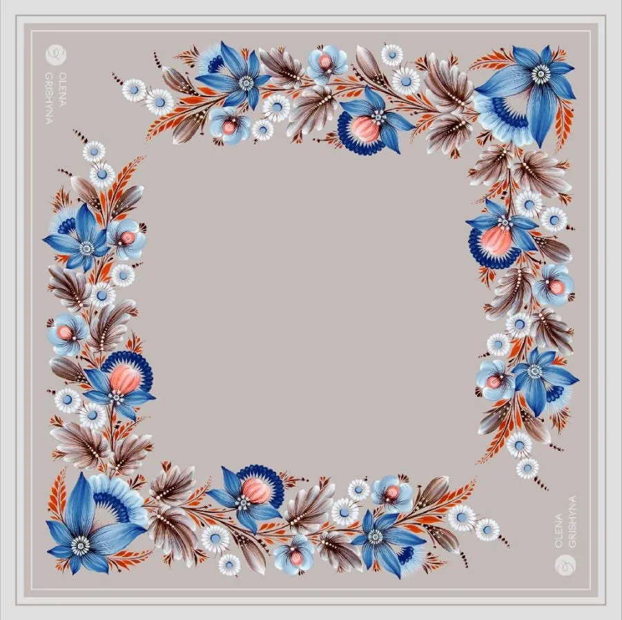 Image of Serpanok | 65x65 cm by Olena Grishyna, size: 65x65 см, made of silk, Silk scarves medium, priced at €53