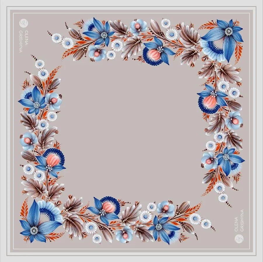 Image of Serpanok | 65x65 cm by Olena Grishyna, size: 65x65 см, made of silk, Silk scarves medium, priced at €53